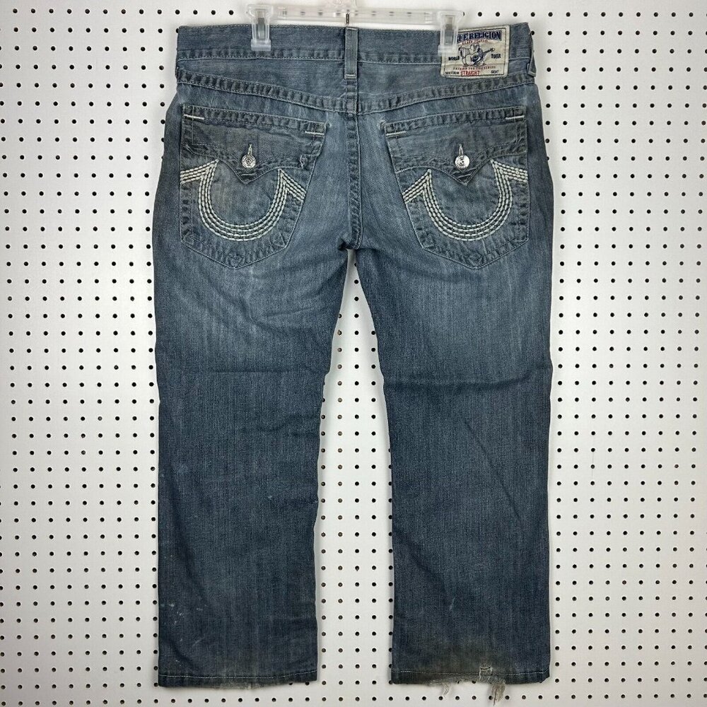 True Religion Straight Baggy Y2K Jeans 38x28‎ Grunge Worn Streetwear Skater Wide